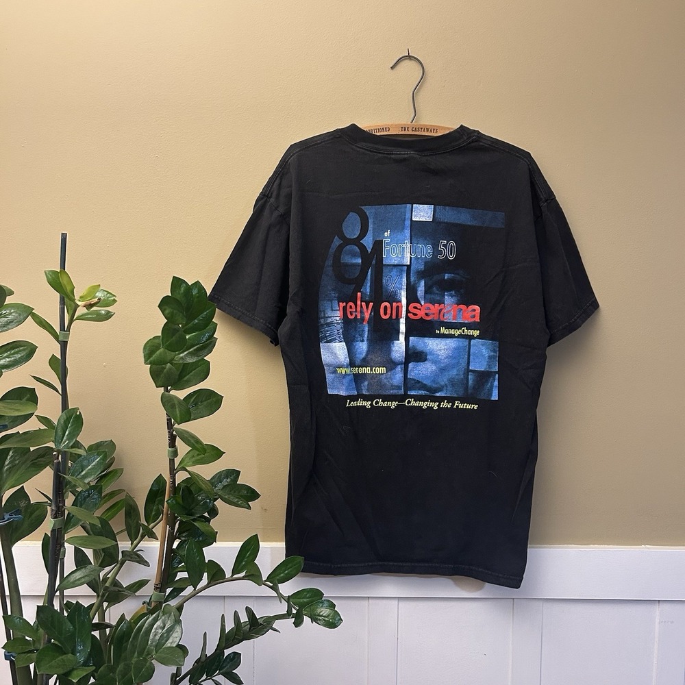 Vintage Late 90s Serena Unique Graphic Print Rare Grail Black And Blue Tee, S/L
